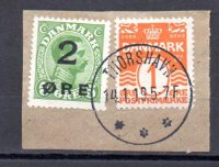 Dinamarca Año 1919 Nº Yvert 121+48 (o) En fragmento de carta con Certificado